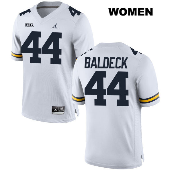 Women's NCAA Michigan Wolverines Matt Baldeck #44 White Jordan Brand Authentic Stitched Football College Jersey EP25H46OF